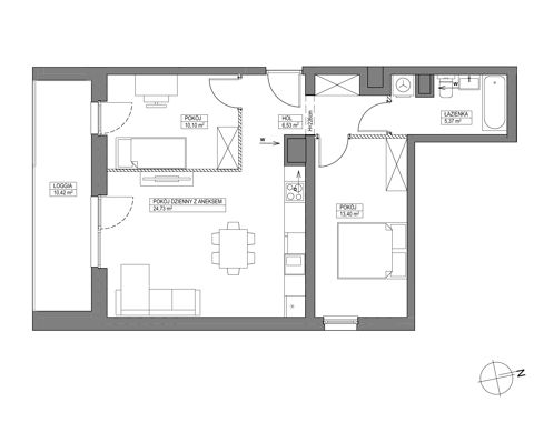 Plan 3 pok. 60m²
