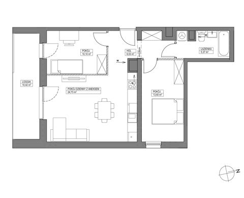 Plan 3 pok. 60m²