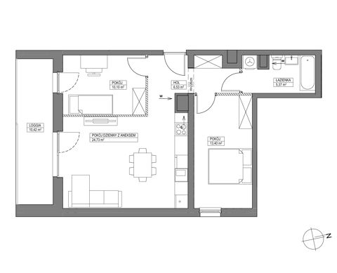 Plan 3 pok. 60m²