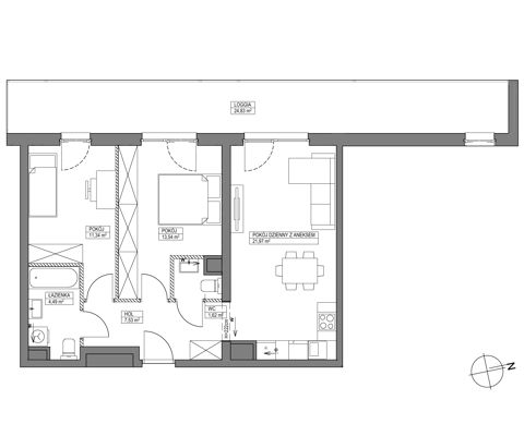 Plan 3 pok. 60m²