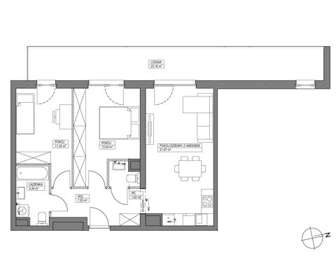 Plan 3 pok. 60m²