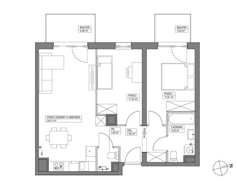 Plan 3 pok. 61m²