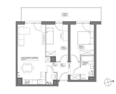 Plan 3 pok. 61m²
