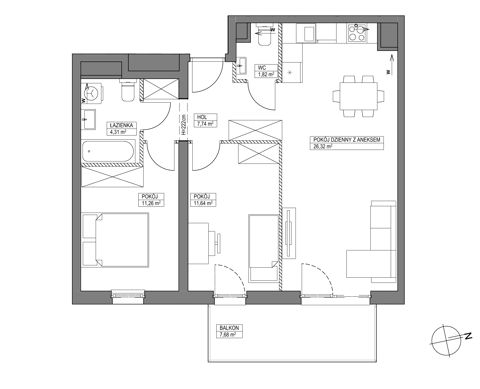 Plan 3 pok. 63m²