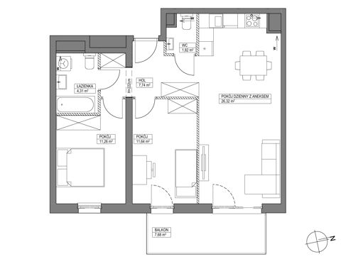 Plan 3 pok. 63m²