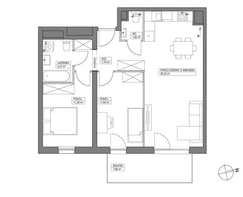 Plan 3 pok. 63m²