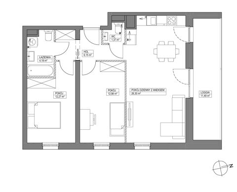 Plan 3 pok. 63m²