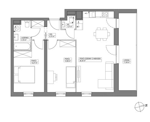 Plan 3 pok. 63m²