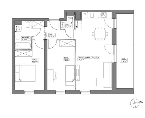 Plan 3 pok. 63m²