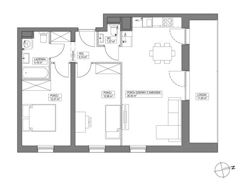 Plan 3 pok. 63m²