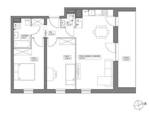 Plan 3 pok. 63m²