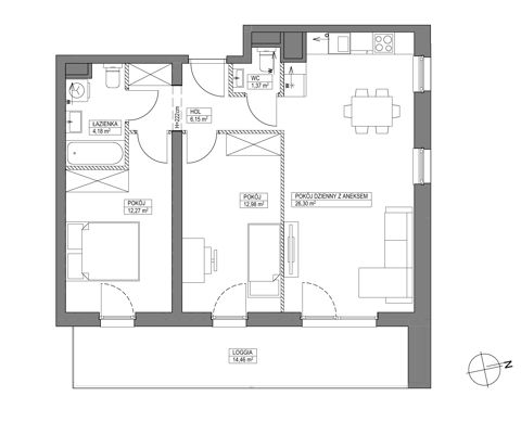Plan 3 pok. 63m²