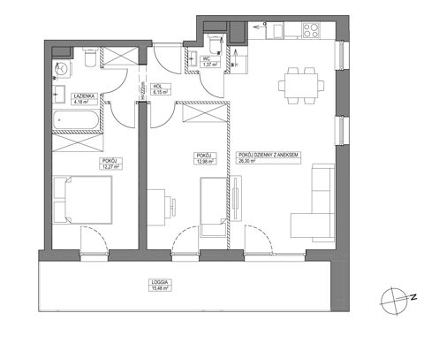 Plan 3 pok. 63m²