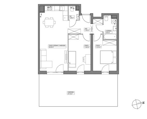 Plan 3 pok. 64m²