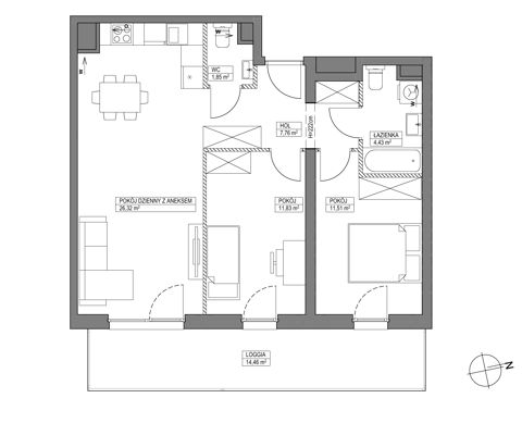 Plan 3 pok. 64m²