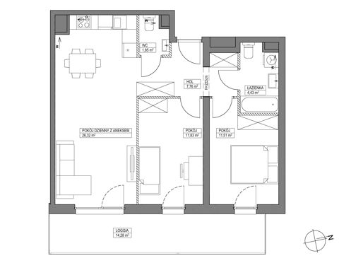 Plan 3 pok. 64m²