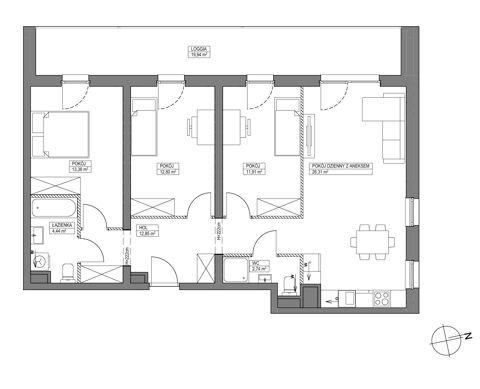 Plan 4 pok. 84m²