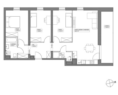 Plan 4 pok. 84m²