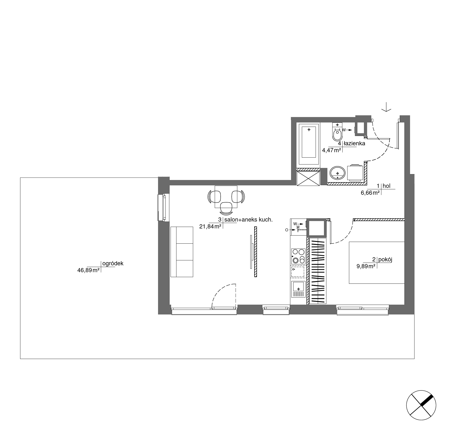 Plan 2 pok. 43m²