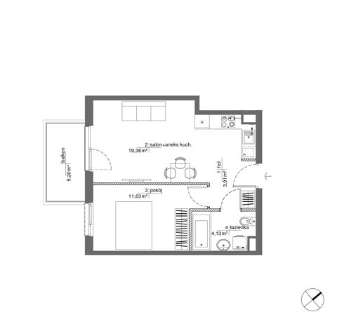 Plan 2 pok. 39m²