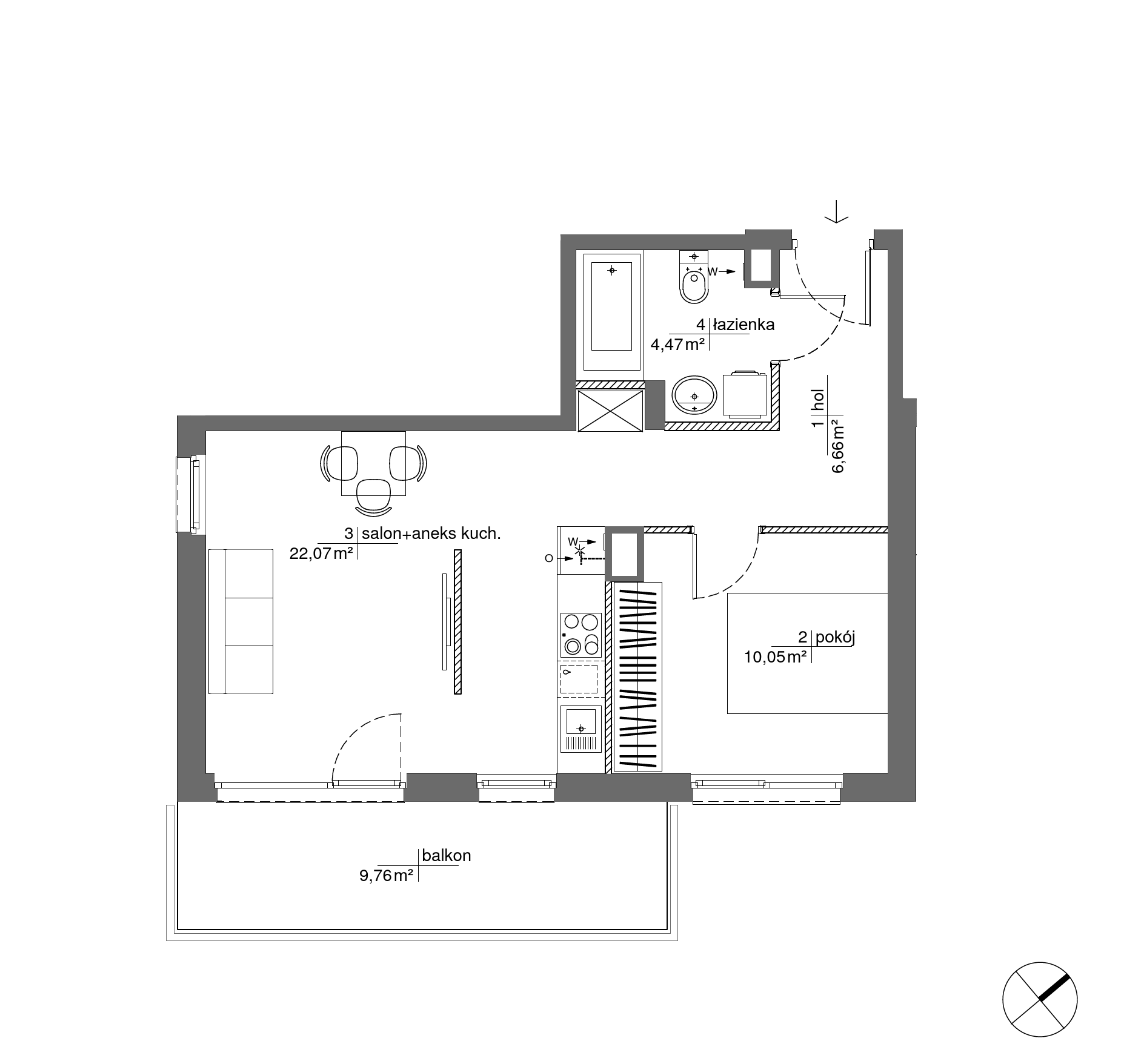 Plan 2 pok. 43m²