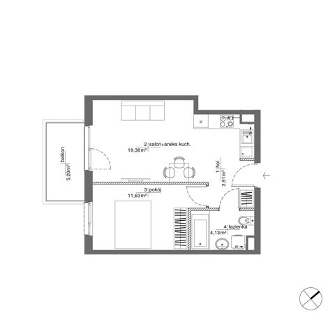 Plan 2 pok. 39m²