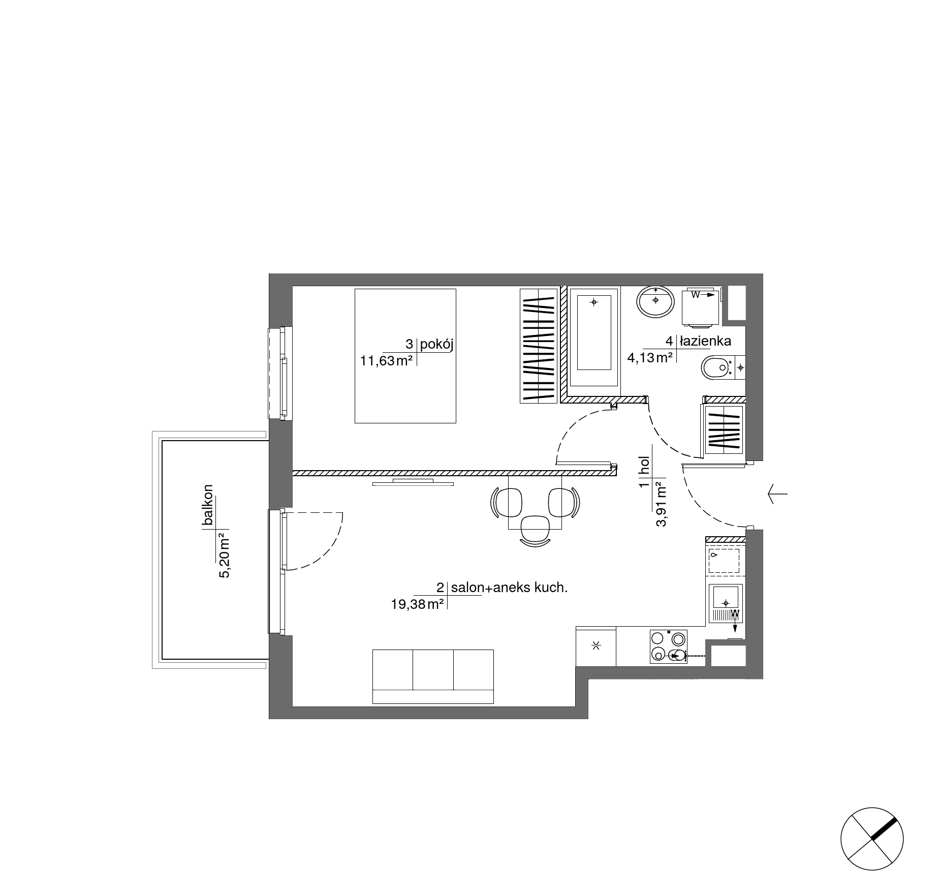 Plan 2 pok. 39m²