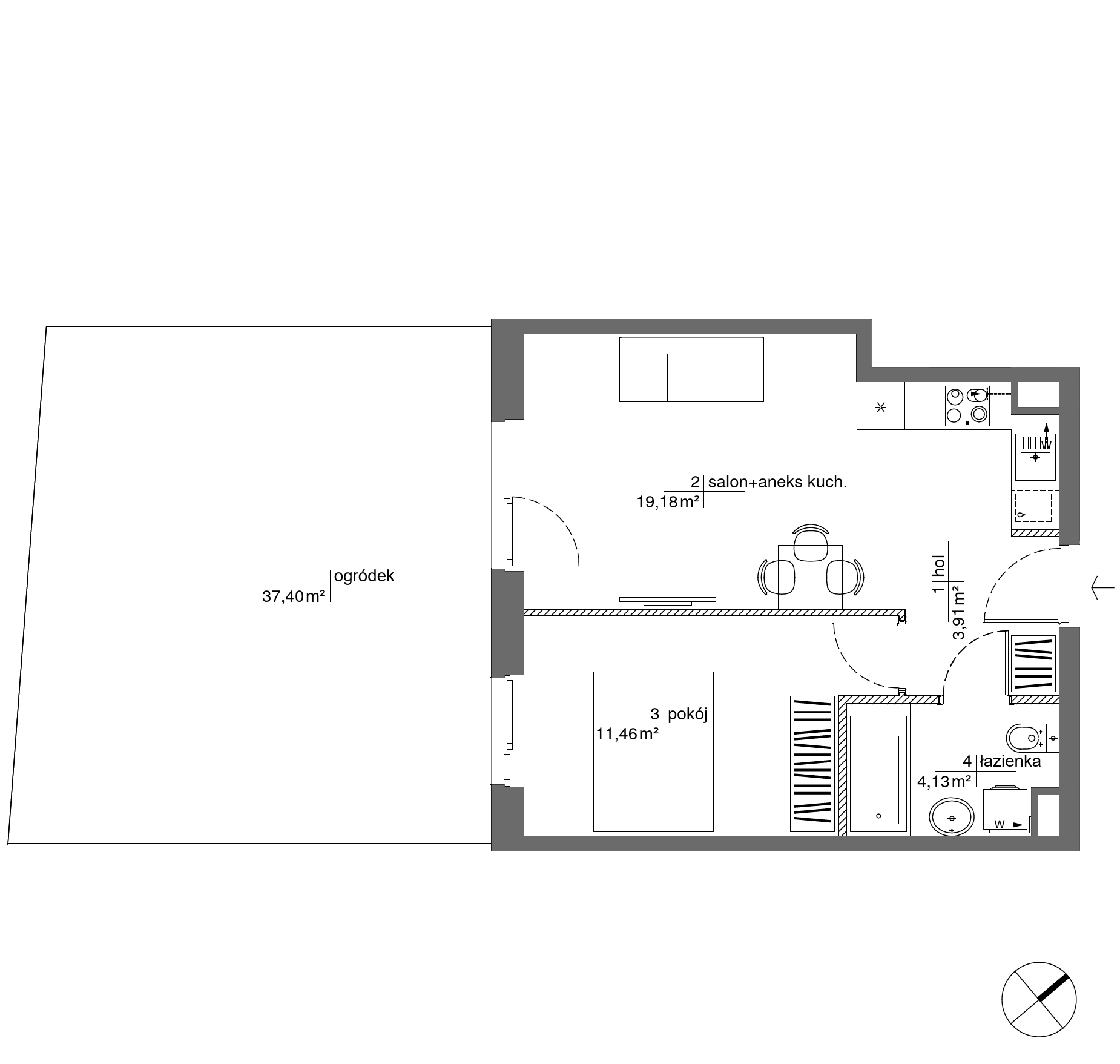 Plan 2 pok. 39m²