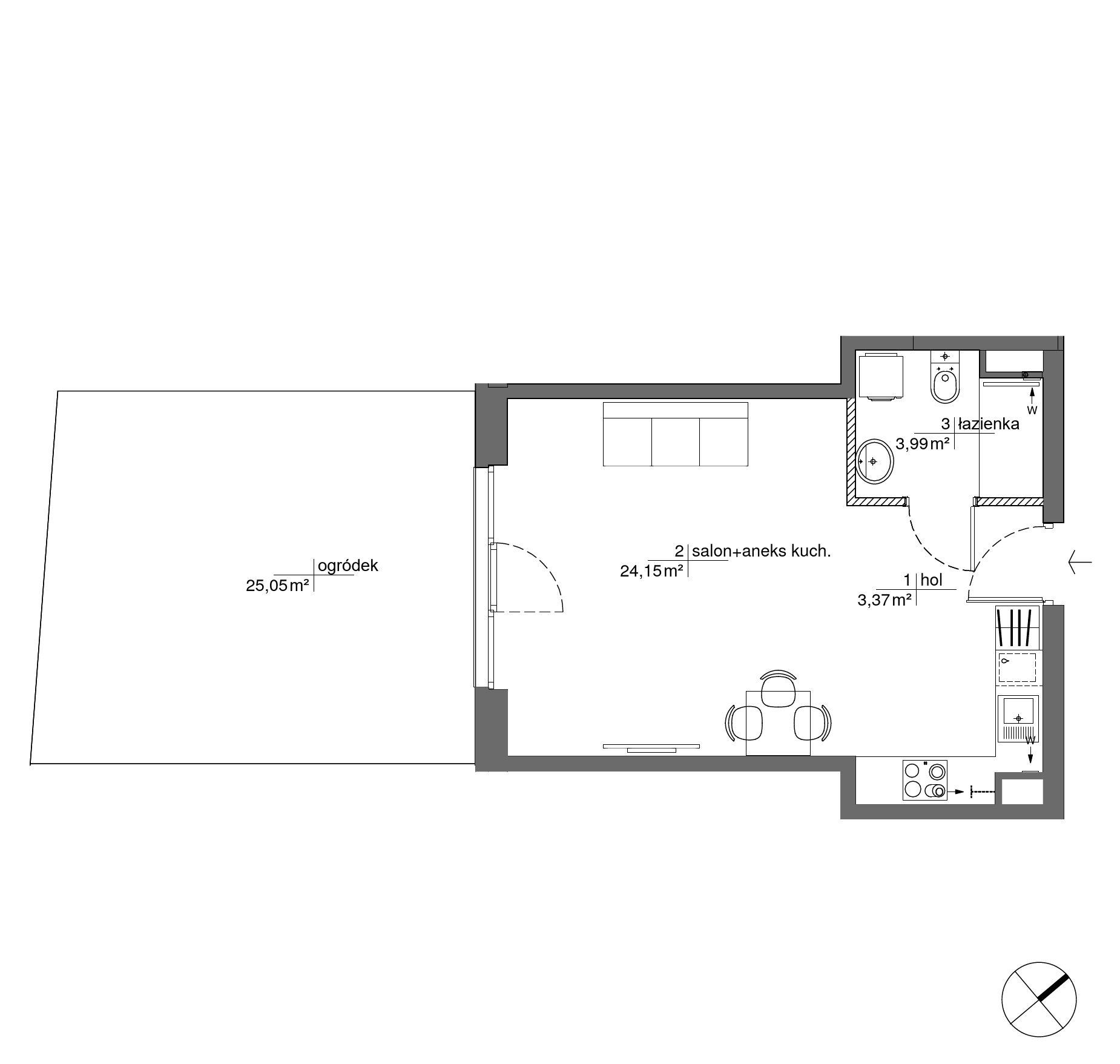 Plan 1 pok. 32m²