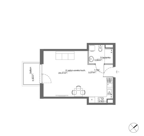 Plan 1 pok. 32m²
