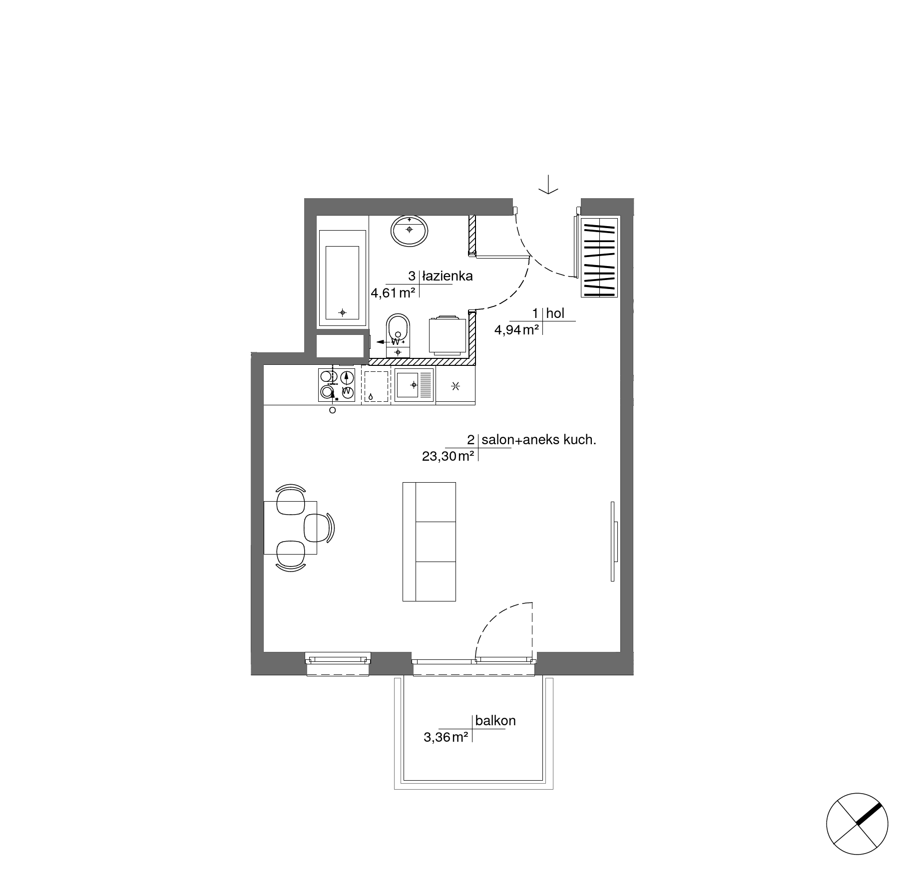 Plan 1 pok. 33m²