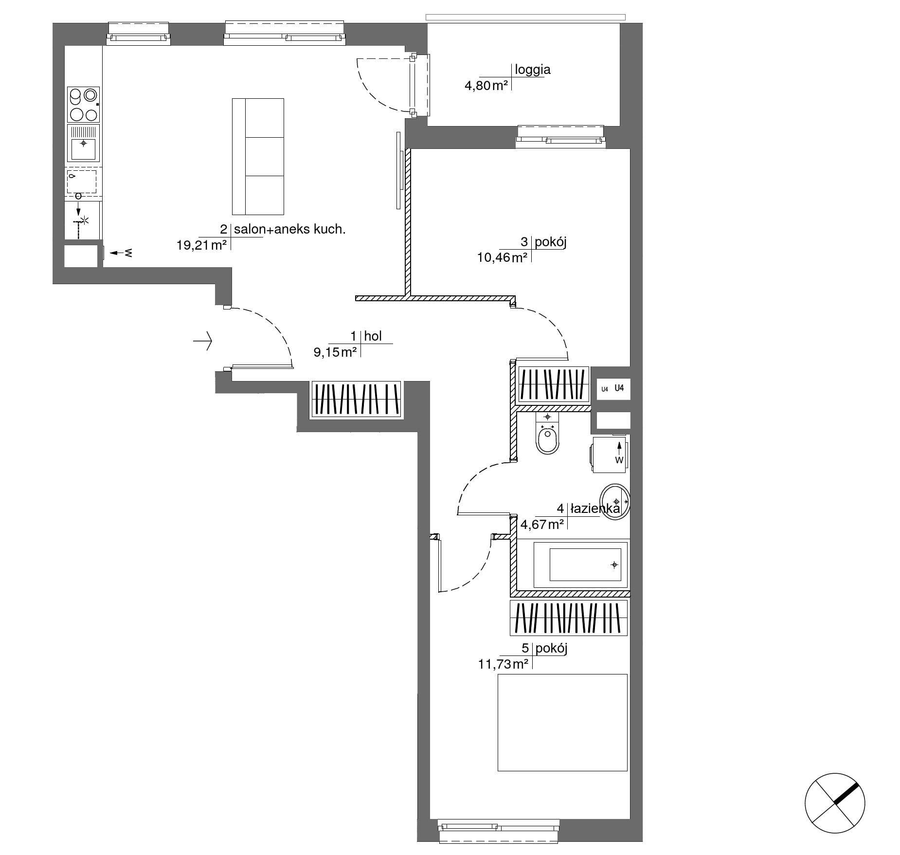 Plan 3 pok. 55m²