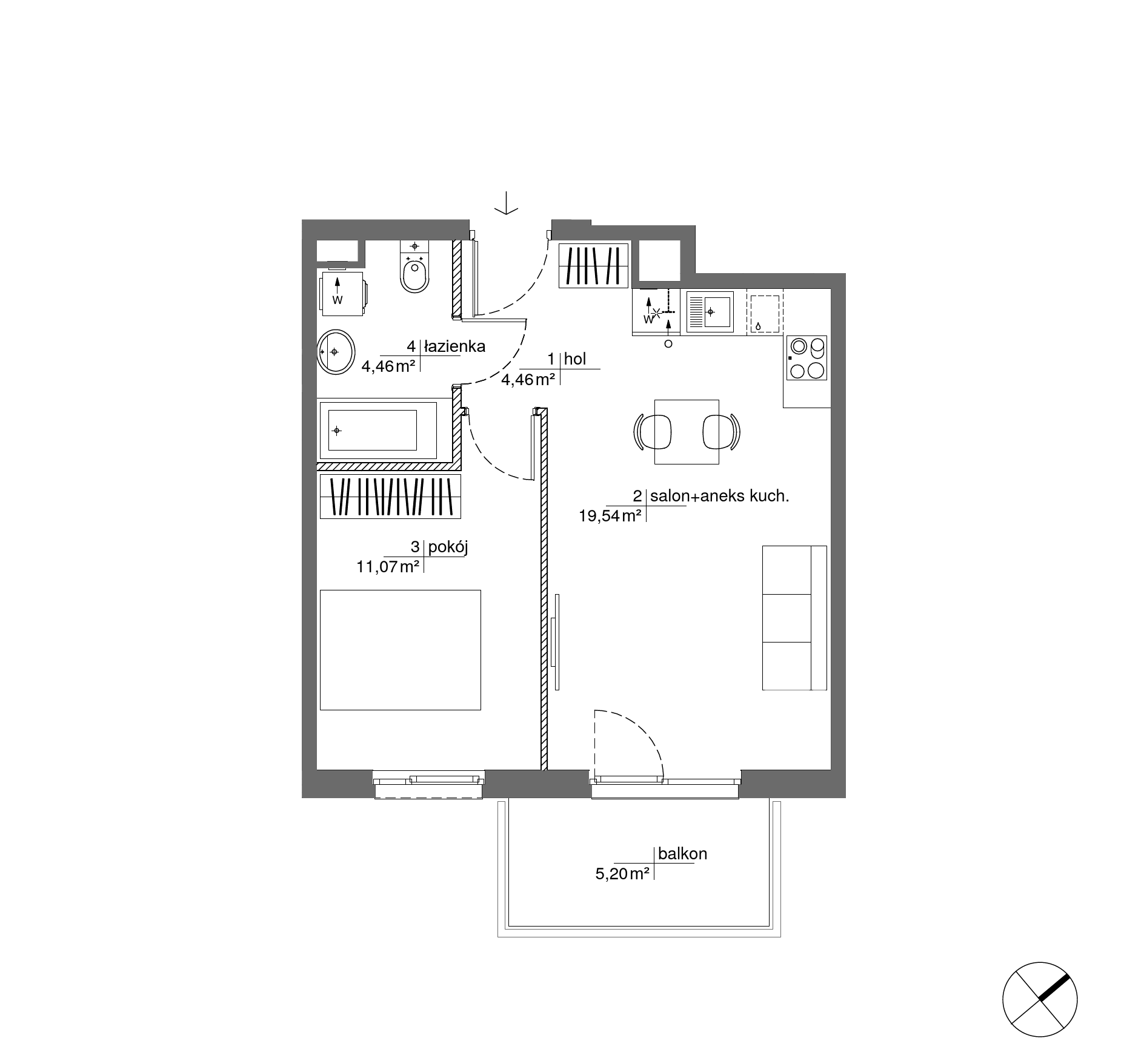Plan 2 pok. 40m²
