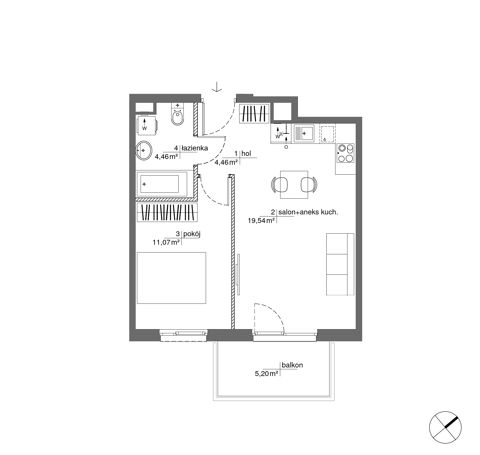 Plan 2 pok. 40m²