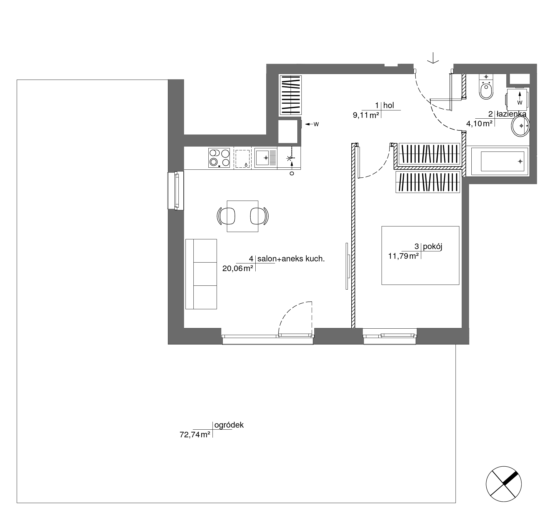 Plan 2 pok. 45m²