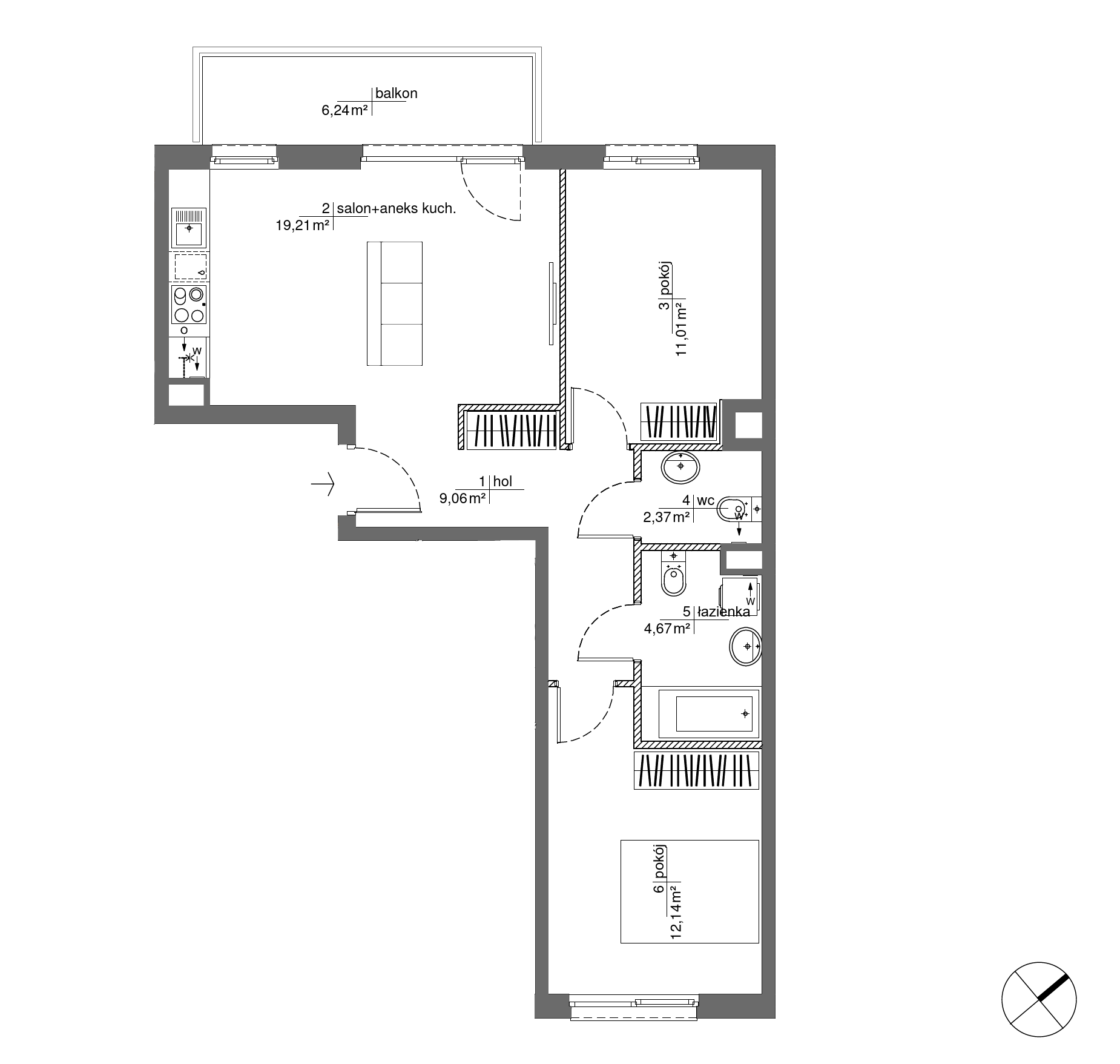 Plan 3 pok. 58m²