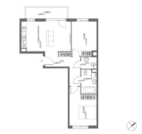 Plan 3 pok. 58m²