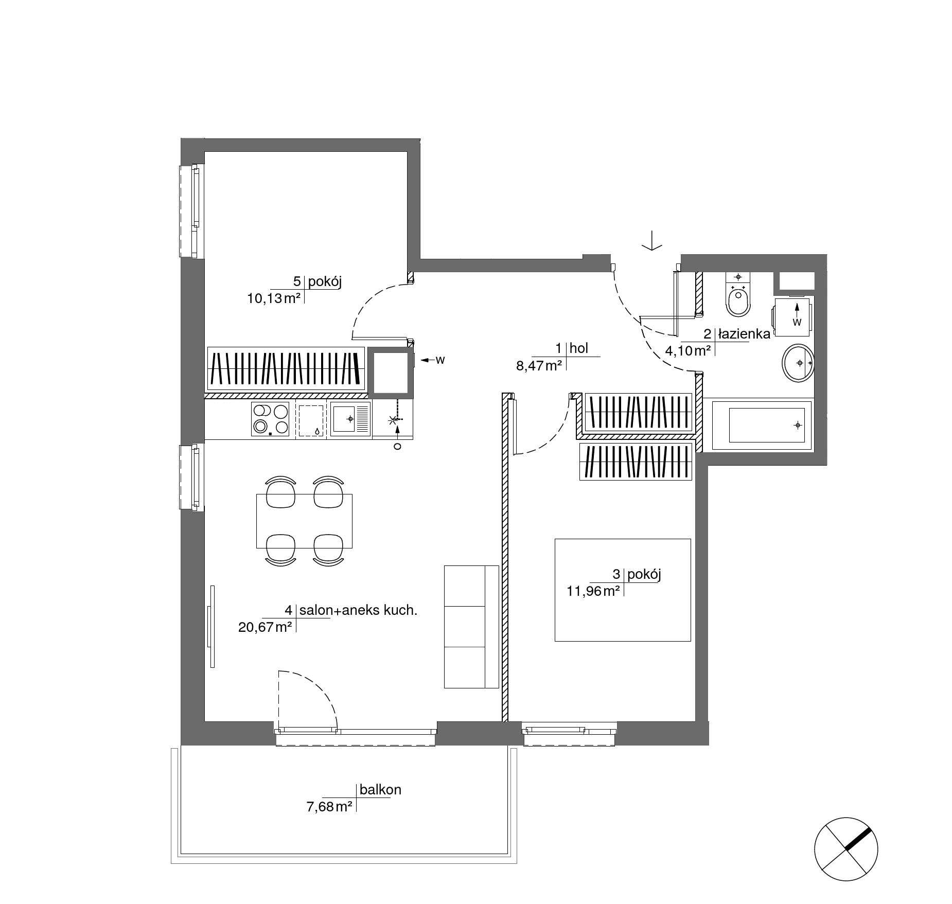 Plan 3 pok. 55m²
