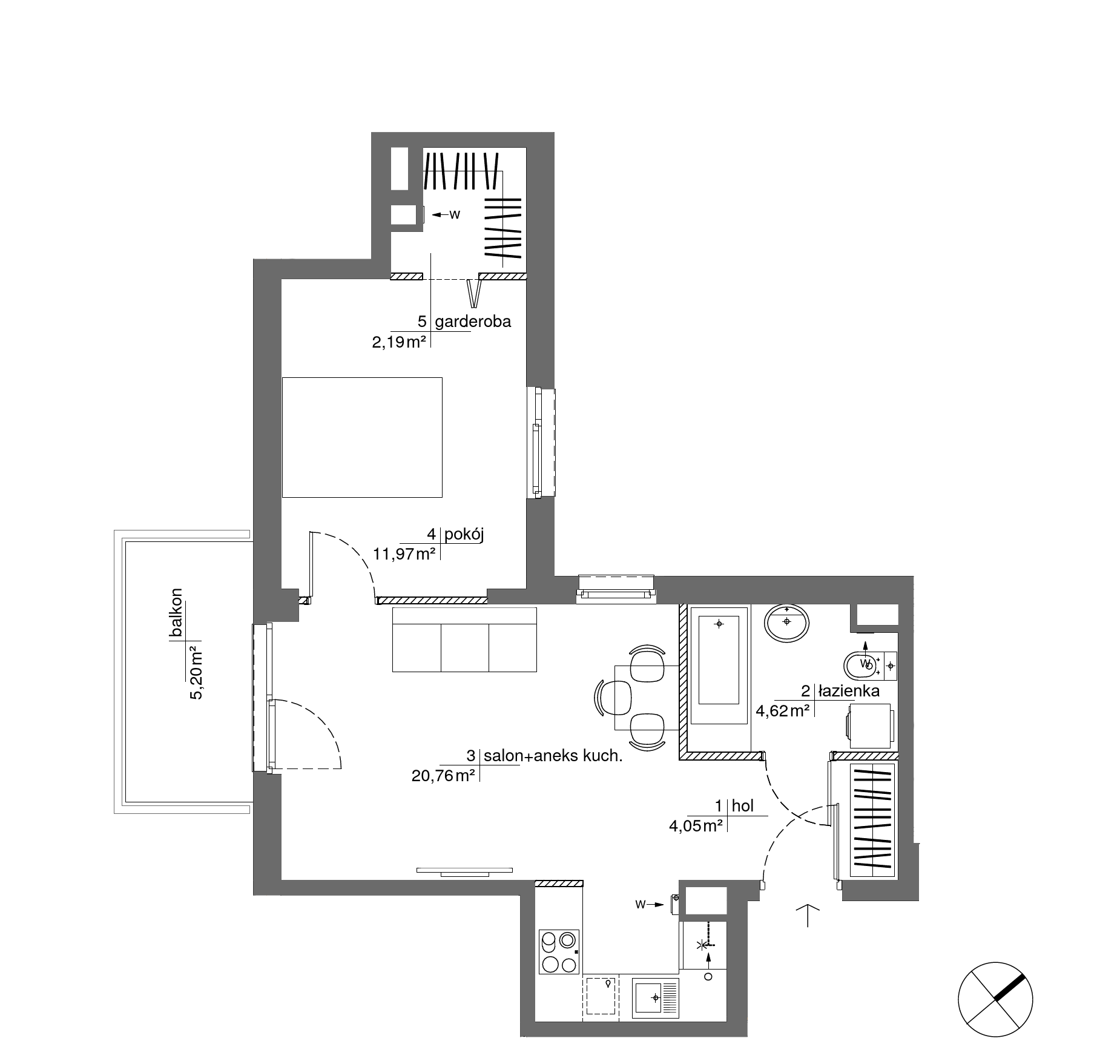 Plan 2 pok. 44m²