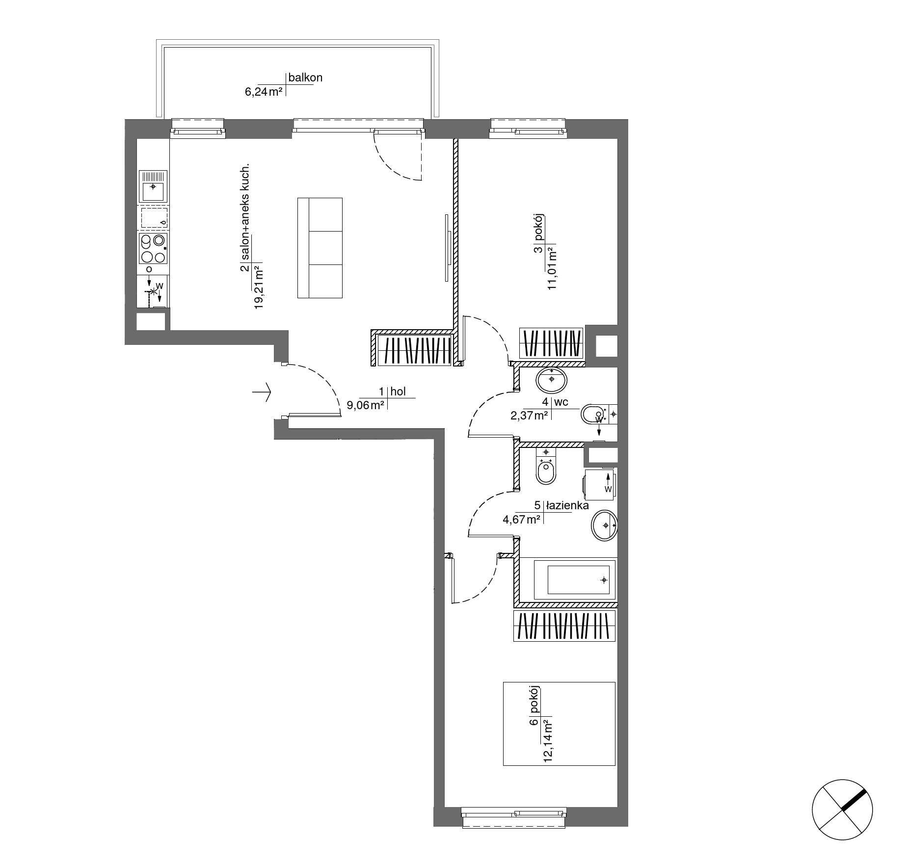 Plan 3 pok. 58m²