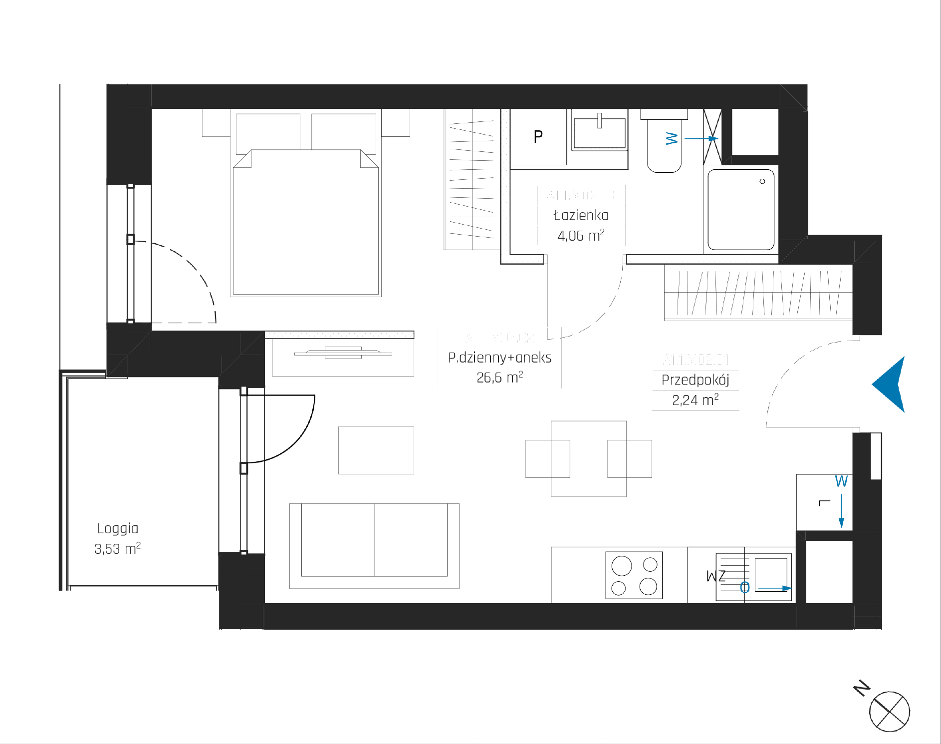 Plan 1 pok. 33m²