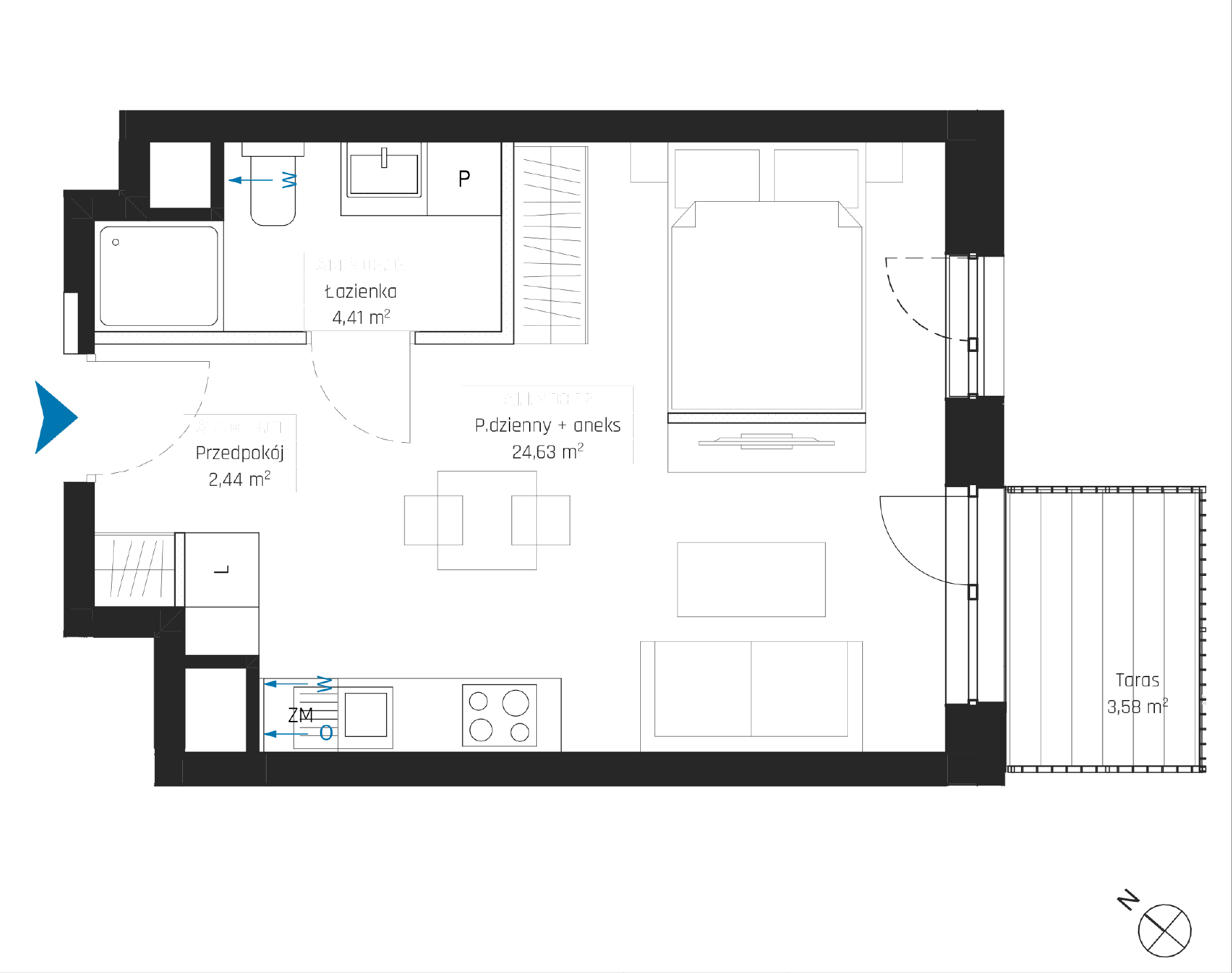 Plan 1 pok. 31m²