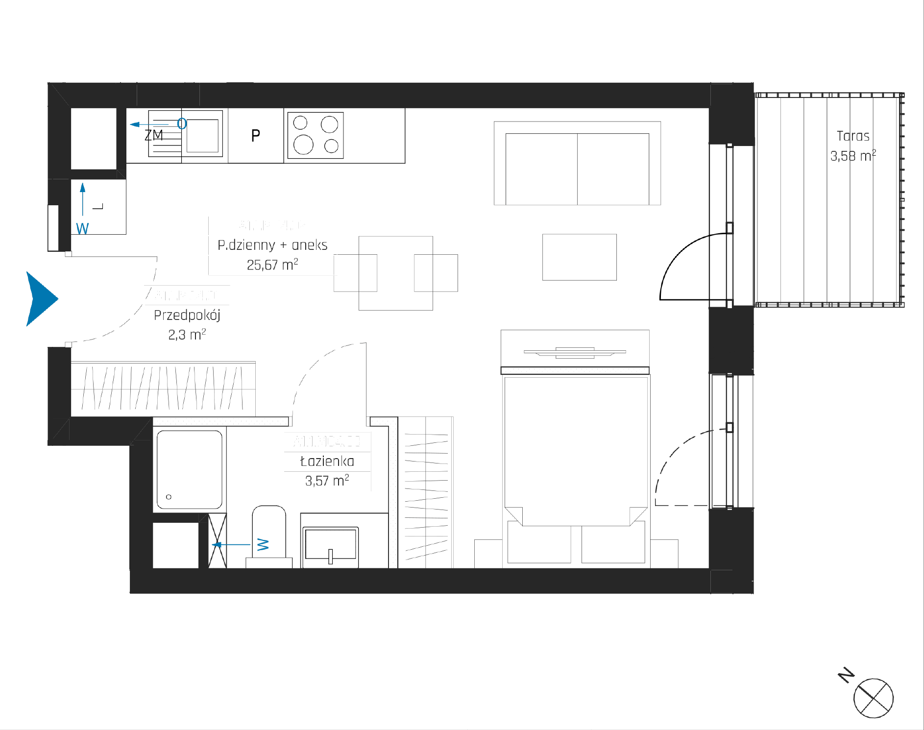 Plan 1 pok. 32m²