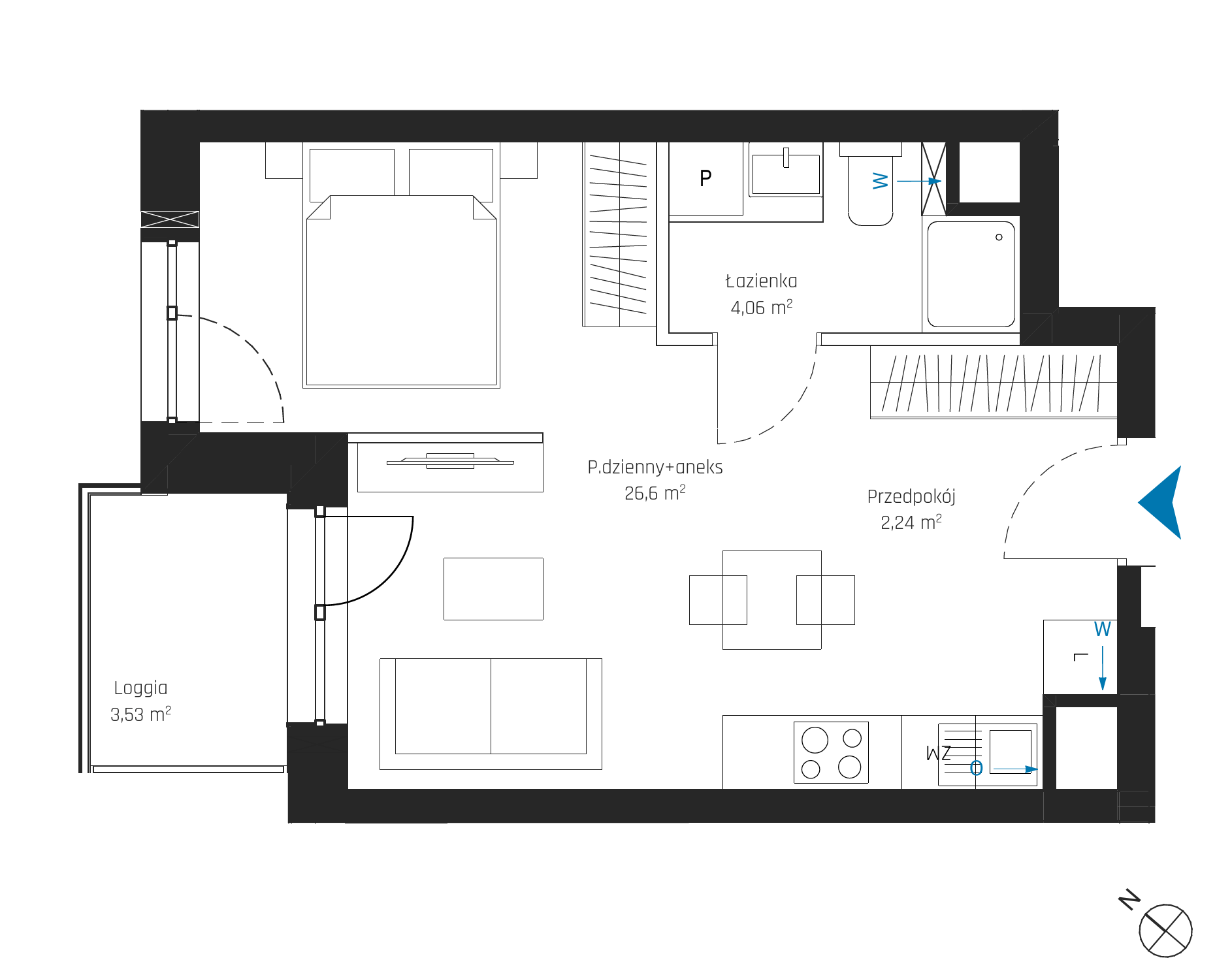 Plan 1 pok. 33m²