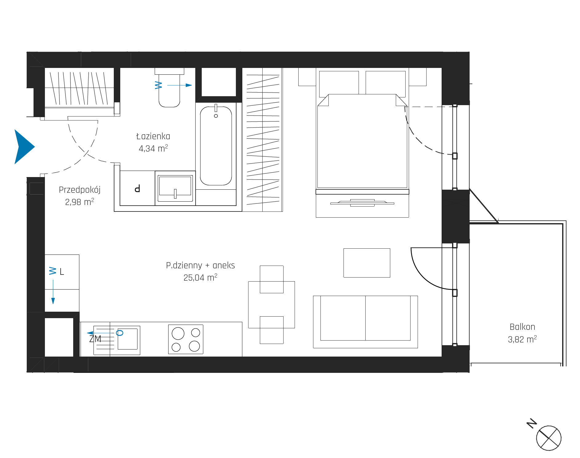Plan 1 pok. 32m²