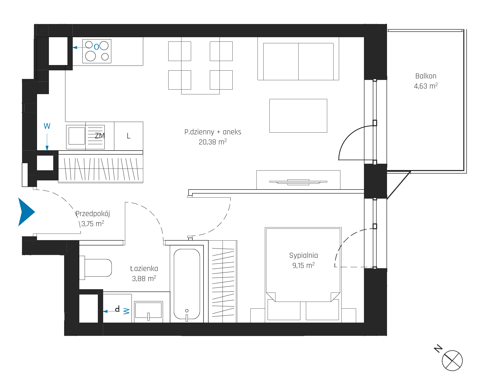 Plan 2 pok. 37m²