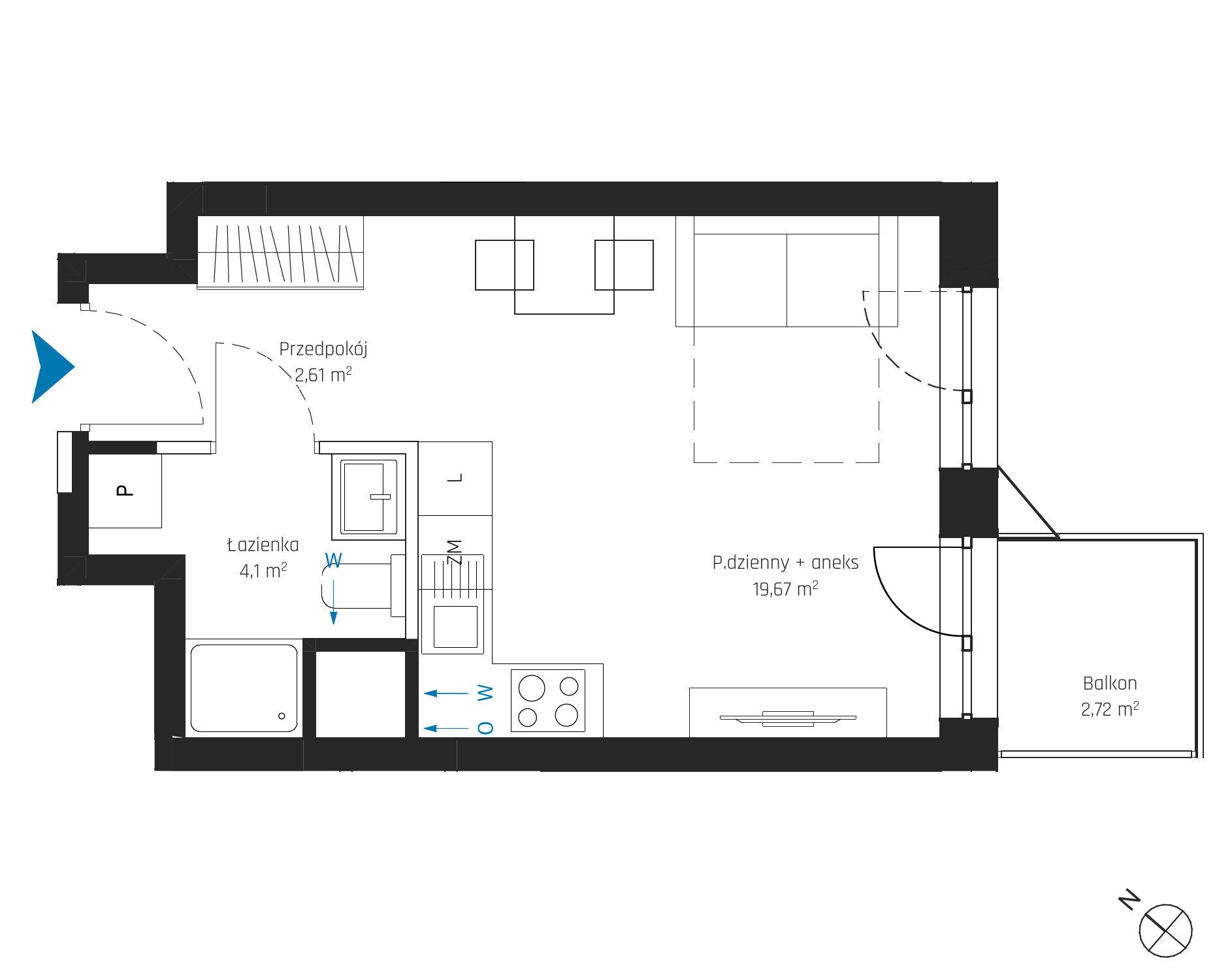 Plan 1 pok. 26m²