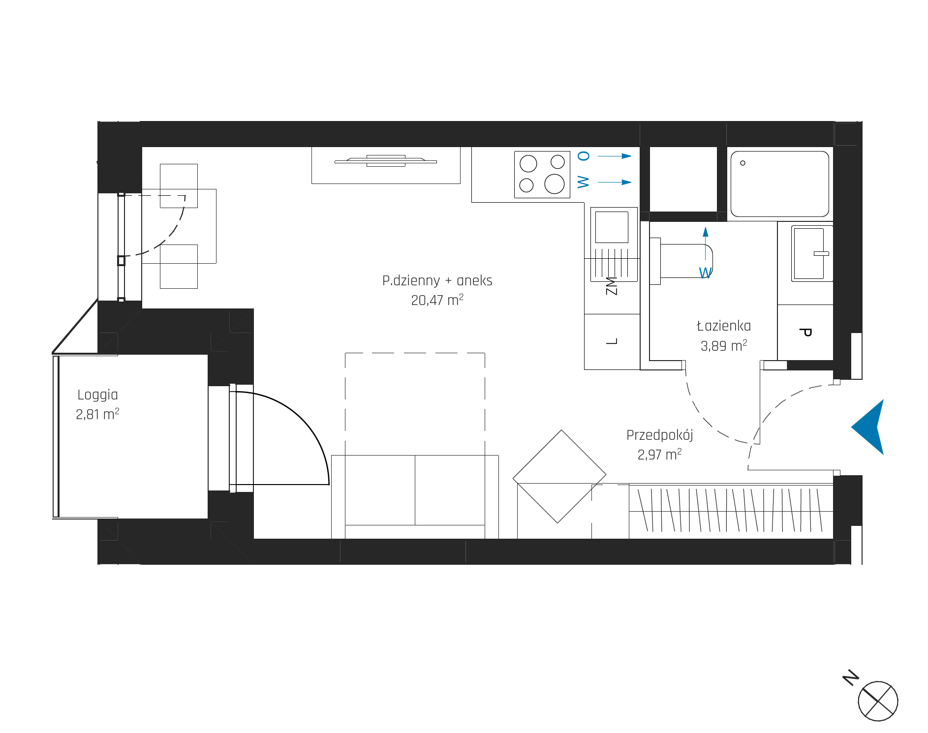 Plan 1 pok. 27m²