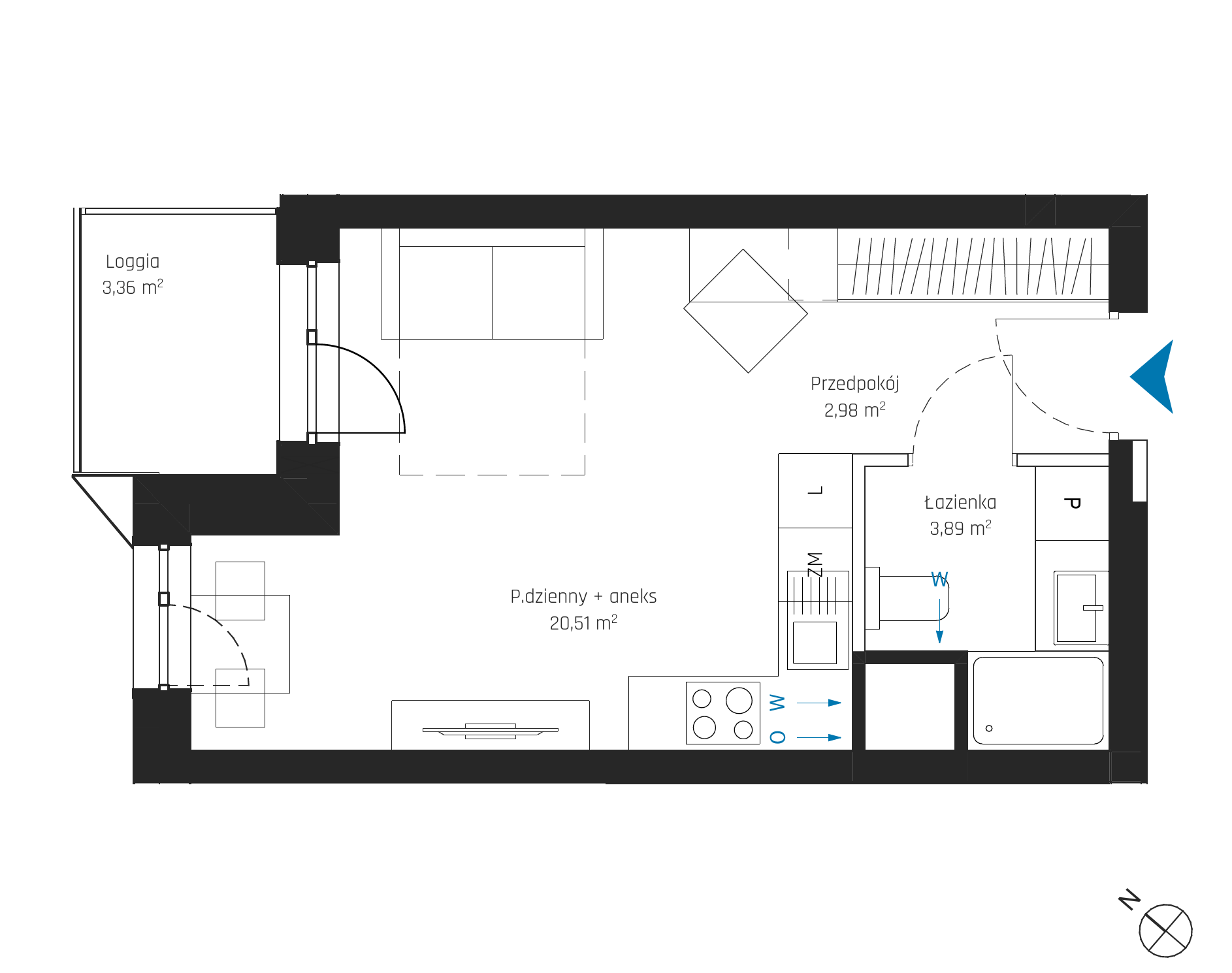 Plan 1 pok. 27m²