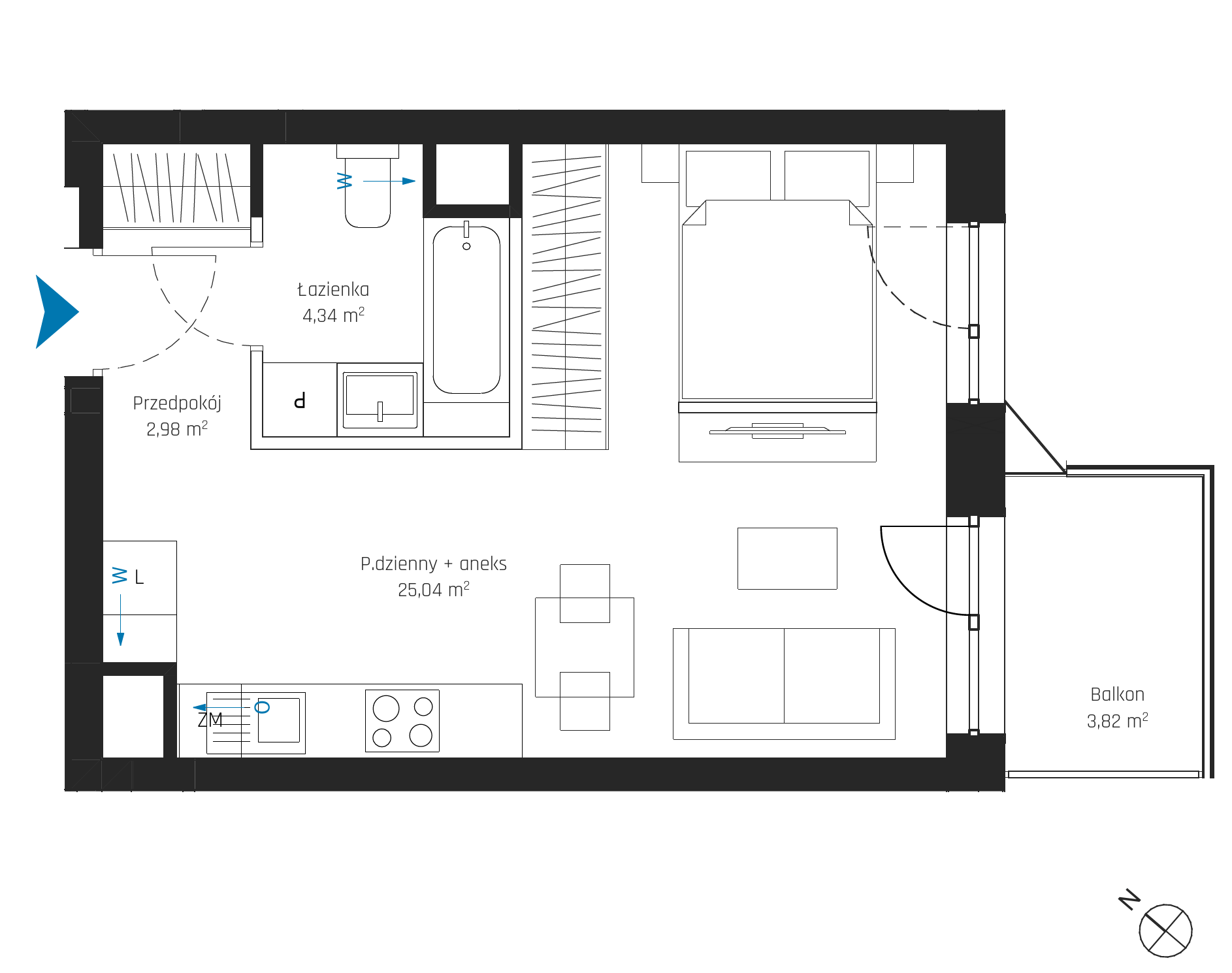 Plan 1 pok. 32m²
